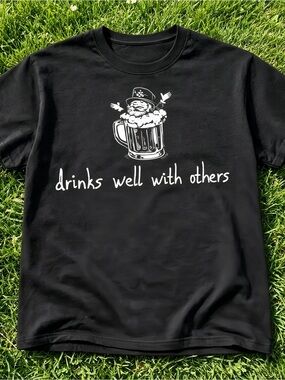Y2K Cute Drinks and Others Complementary Pattern Black Unisex T-Shirt.